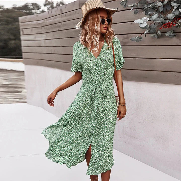 Petra | elegante abito estivo da donna con stampa floreale e pizzo