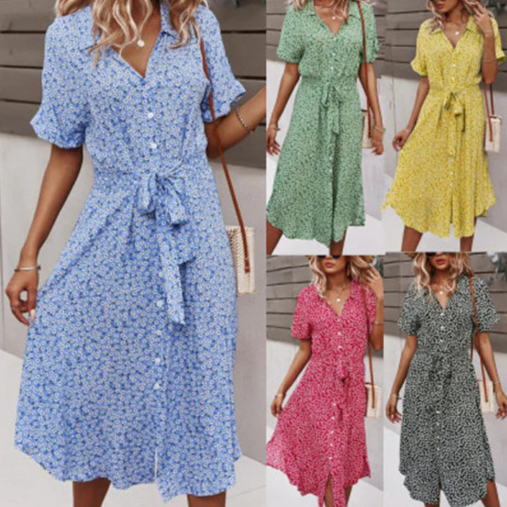 Petra | elegante abito estivo da donna con stampa floreale e pizzo
