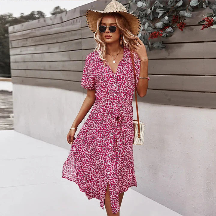 Petra | elegante abito estivo da donna con stampa floreale e pizzo