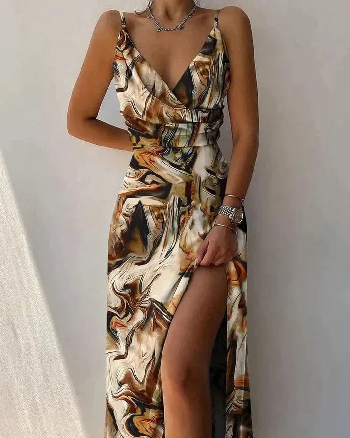 Mila - elegante abito lungo con cerniera laterale