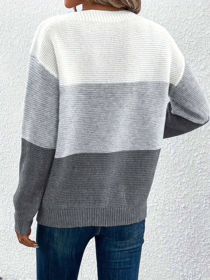 Natalie – maglione girocollo a maniche lunghe color-block