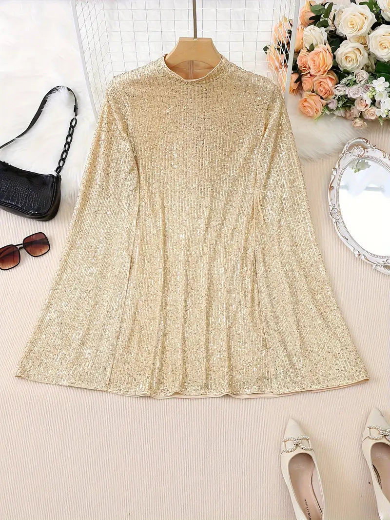 Mini abito elegante e chic con paillettes a contrasto