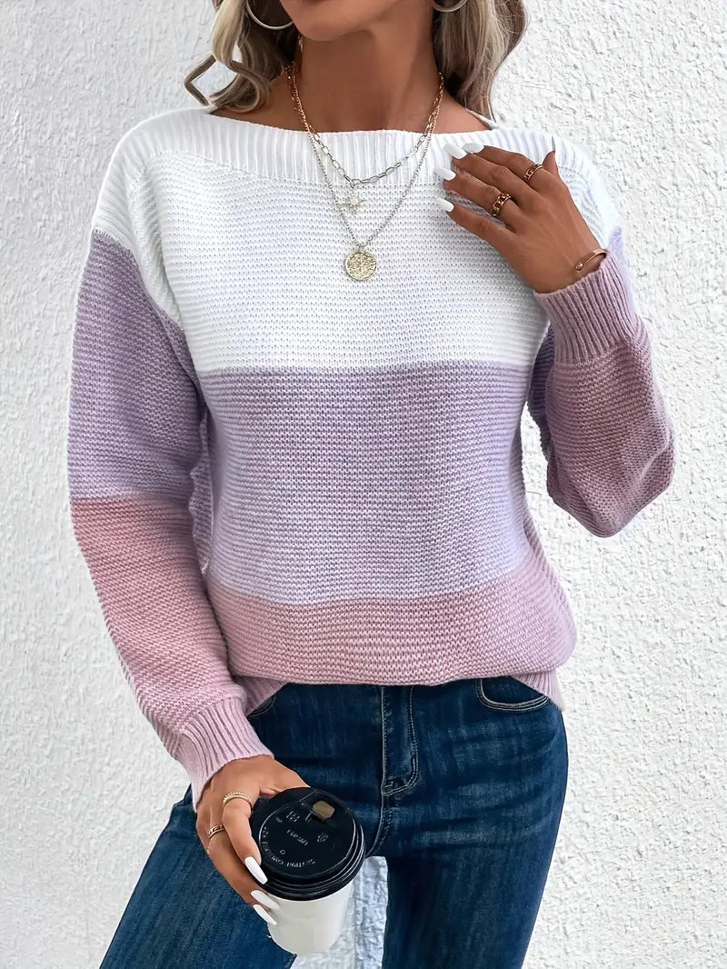 Natalie – maglione girocollo a maniche lunghe color-block