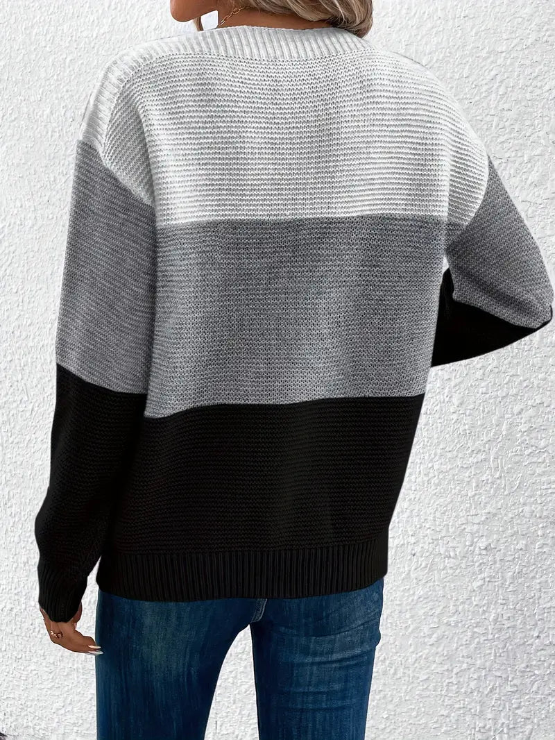 Natalie – maglione girocollo a maniche lunghe color-block
