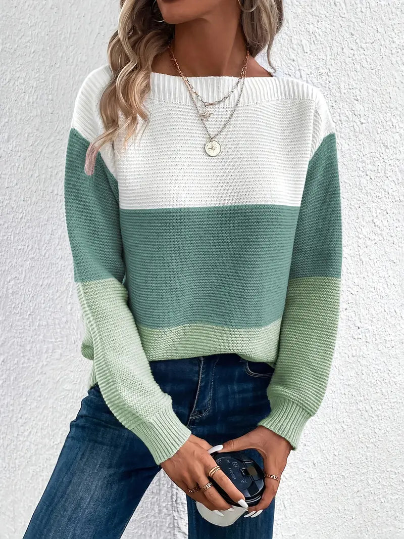 Natalie – maglione girocollo a maniche lunghe color-block