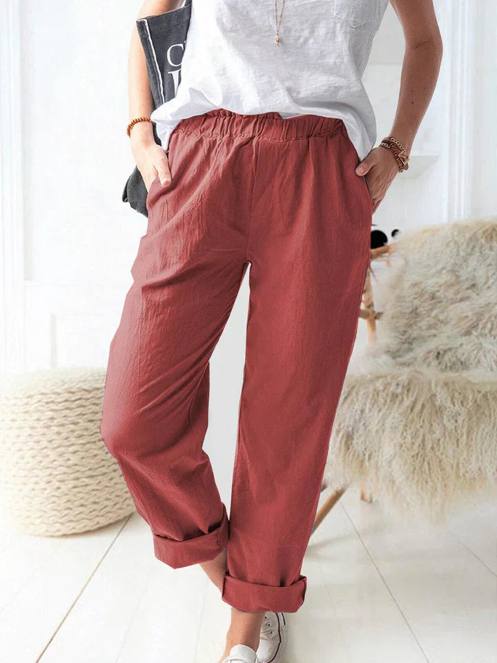 Pantaloni casual in lino con elastico: comodi ed eleganti