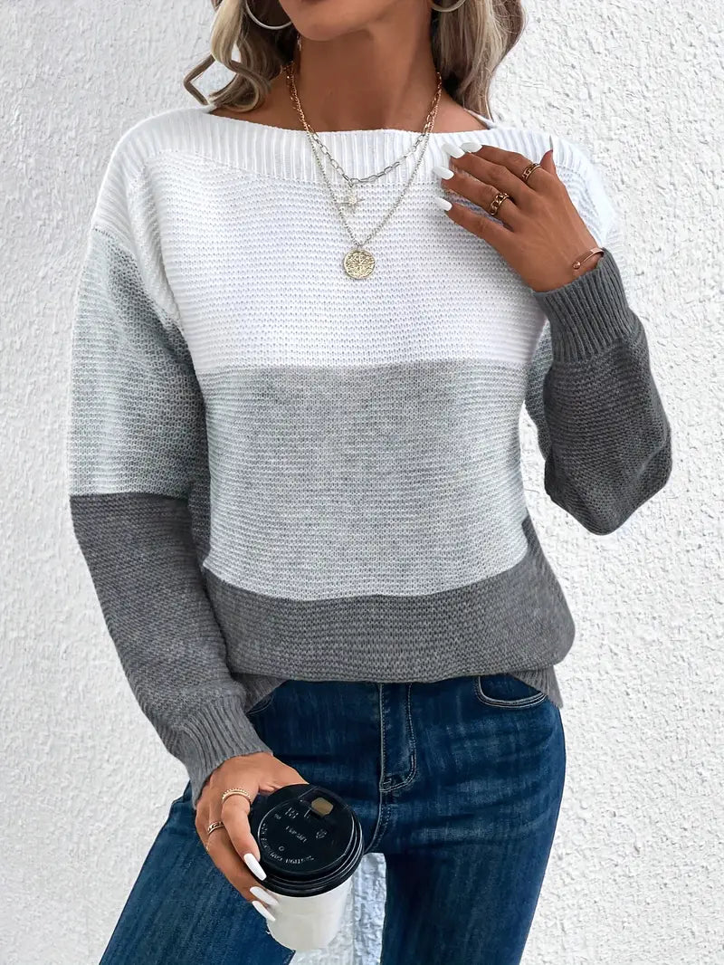Natalie – maglione girocollo a maniche lunghe color-block