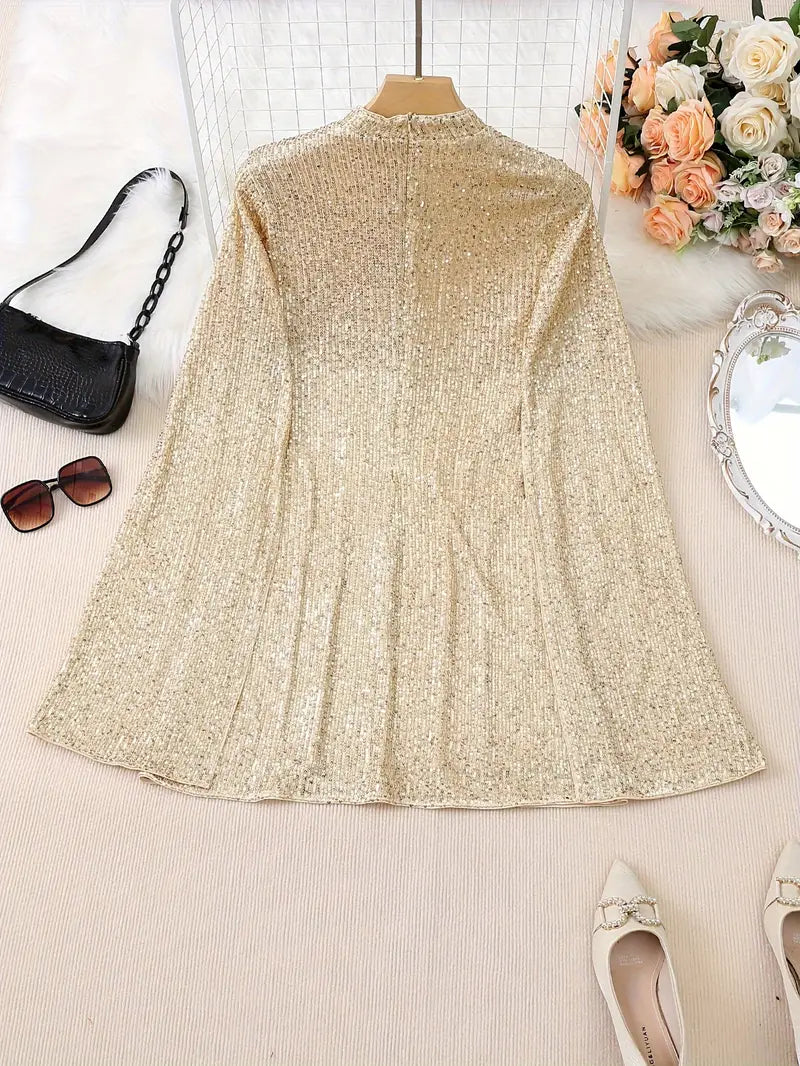 Mini abito elegante e chic con paillettes a contrasto