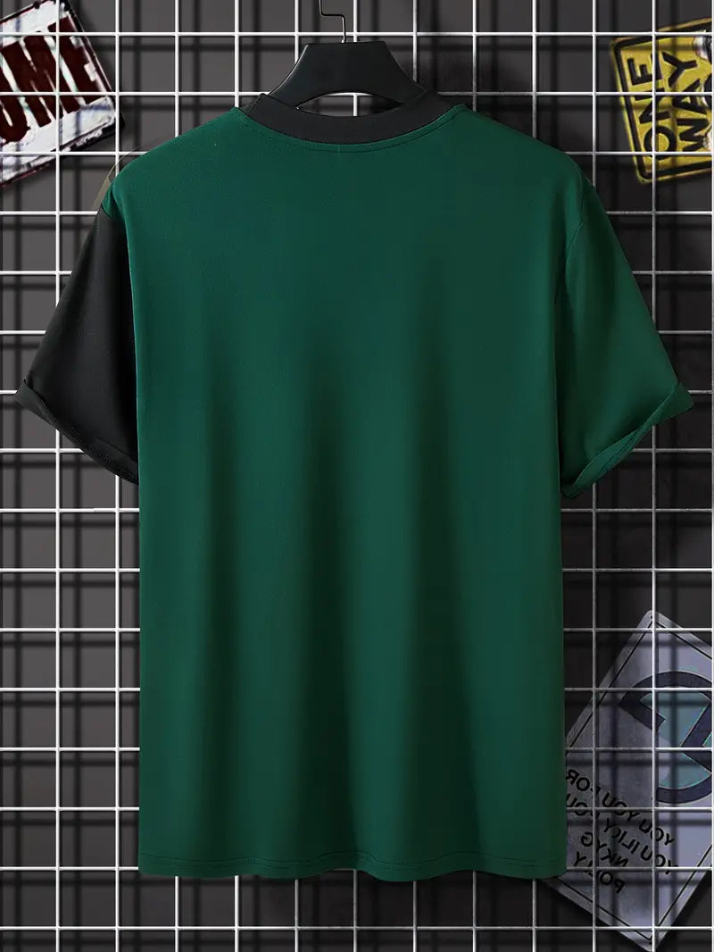 Robert - t-shirt elegante color block con maniche corte e scollo rotondo