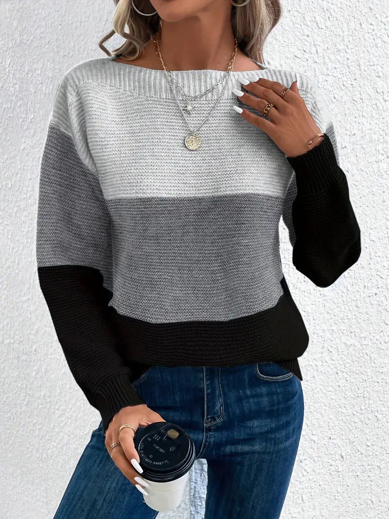 Natalie – maglione girocollo a maniche lunghe color-block