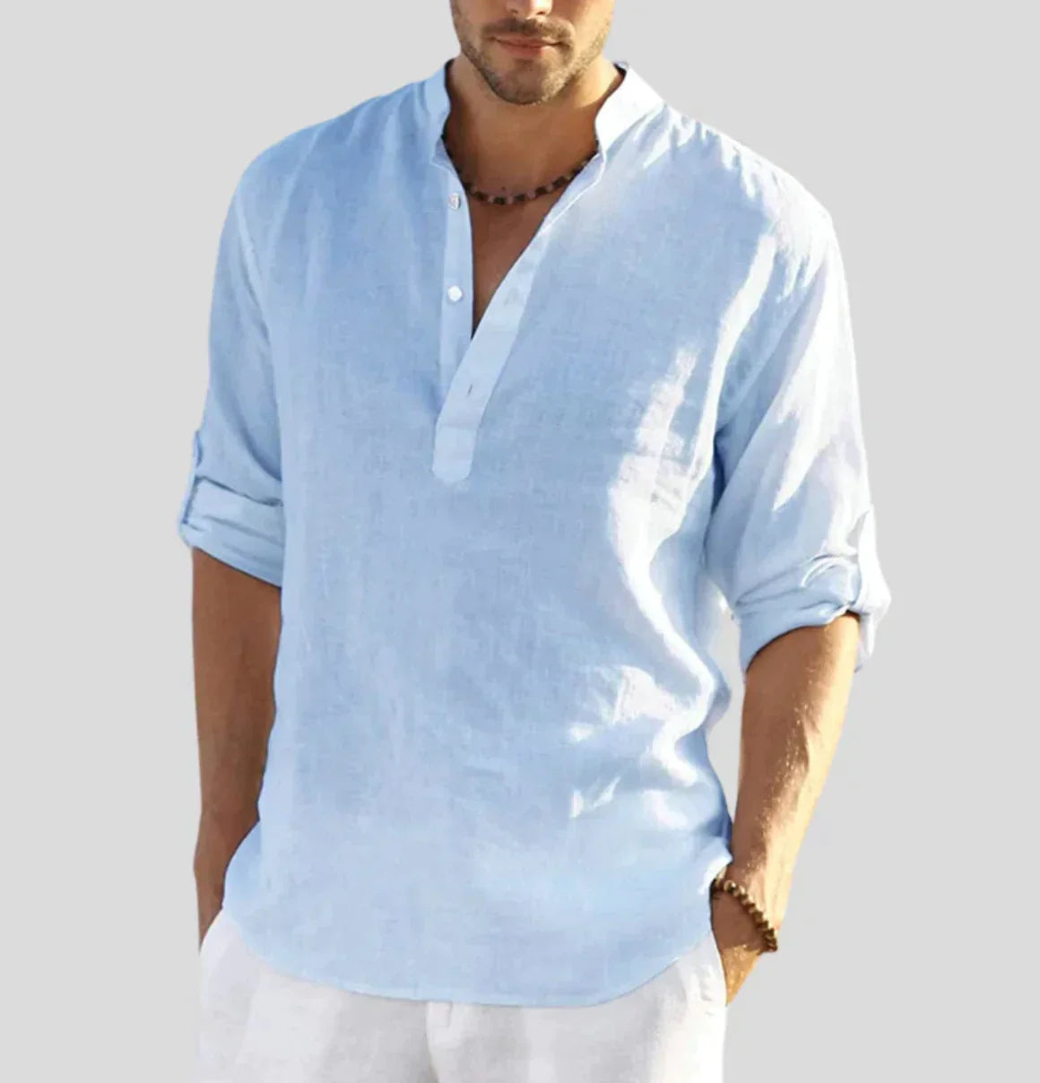 Adriano – elegante camicia in lino con colletto