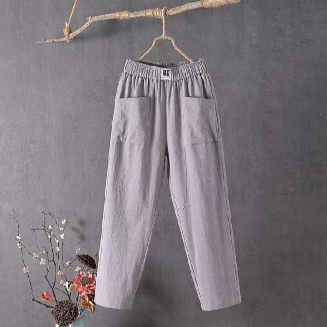Pantaloni in lino con elastico in vita - Marika
