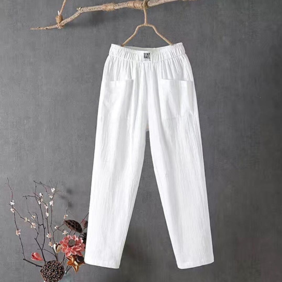 Pantaloni in lino con elastico in vita - Marika