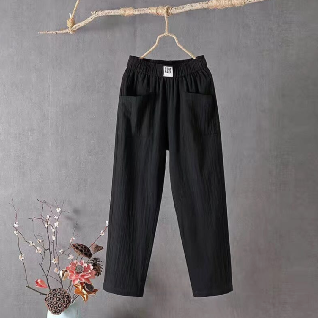 Pantaloni in lino con elastico in vita - Marika