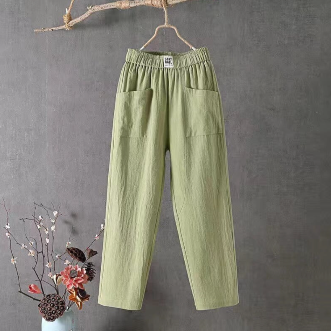 Pantaloni in lino con elastico in vita - Marika