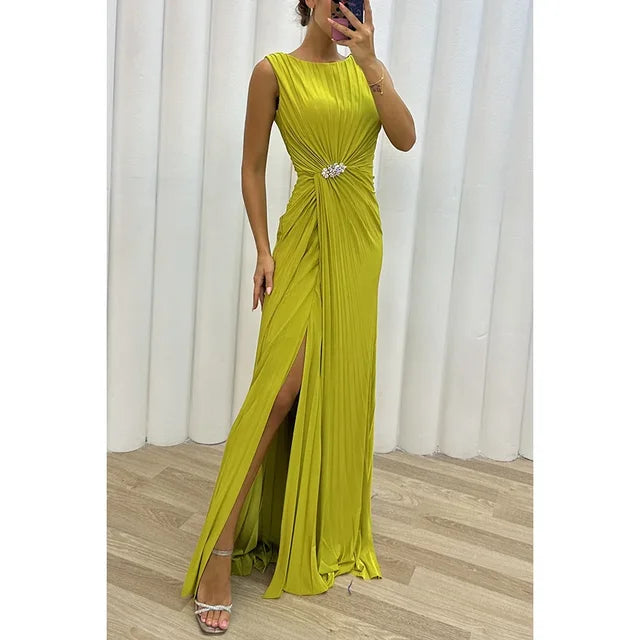 Maxi abito da sera giallo-verde - Valentina