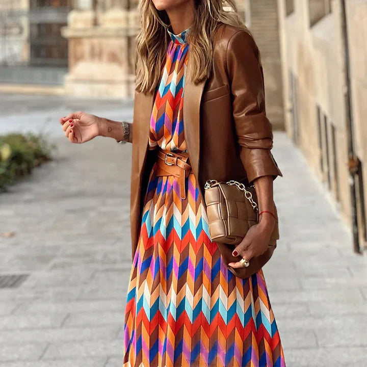 Emma - abito midi con stampa colorata