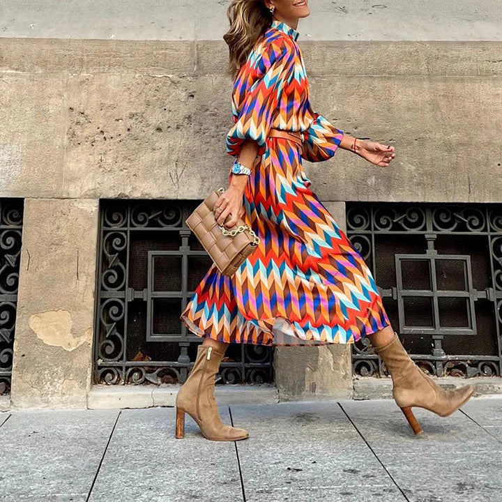 Emma - abito midi con stampa colorata