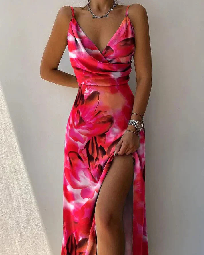 Mila - elegante abito lungo con cerniera laterale
