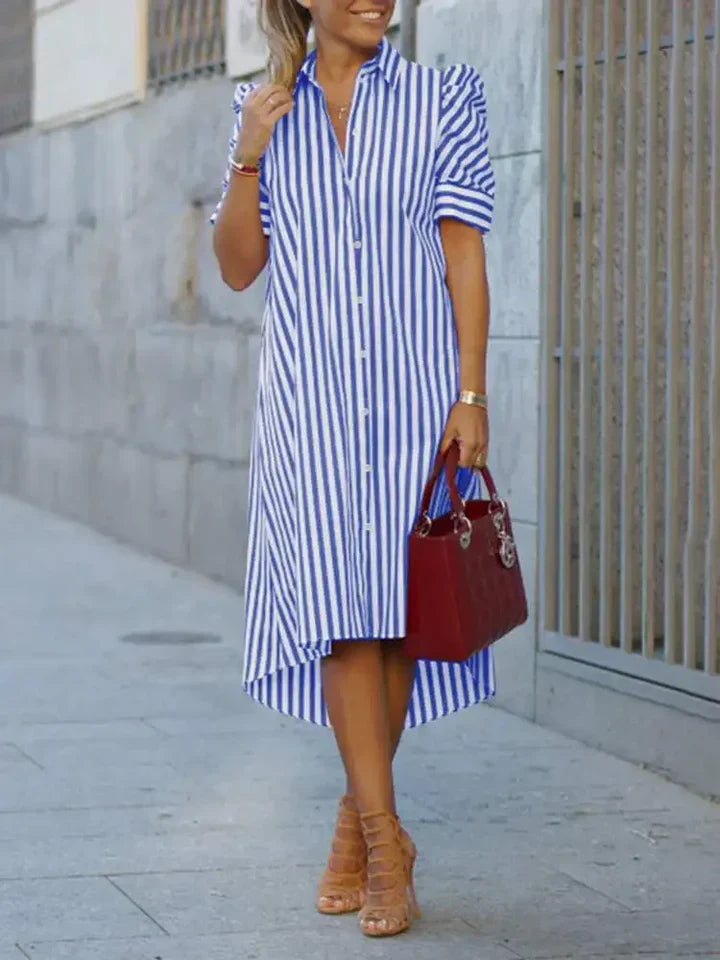 Clara - abito camicia a righe in bianco e nero