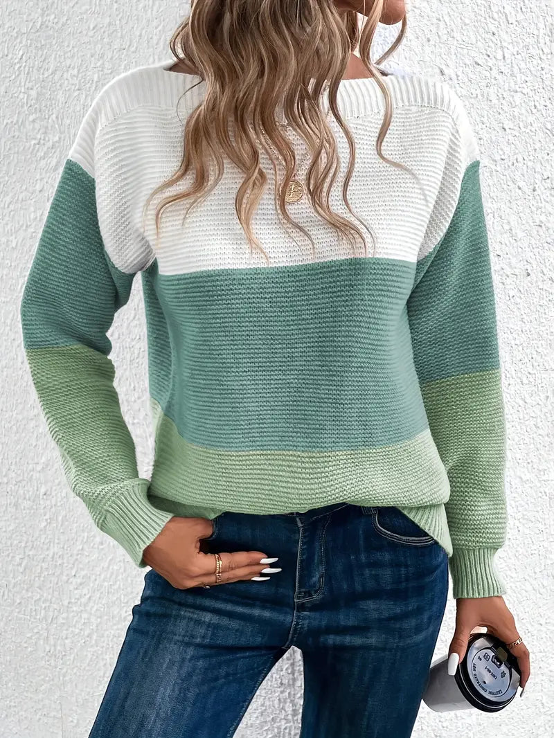 Natalie – maglione girocollo a maniche lunghe color-block