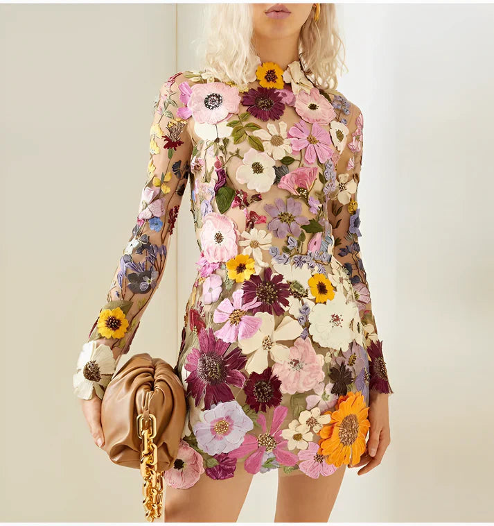 Abito elegante con decoro floreale - CARLA