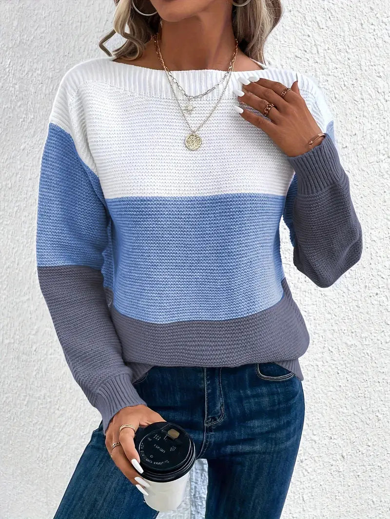 Natalie – maglione girocollo a maniche lunghe color-block