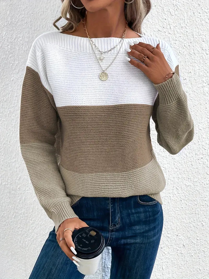 Natalie – maglione girocollo a maniche lunghe color-block