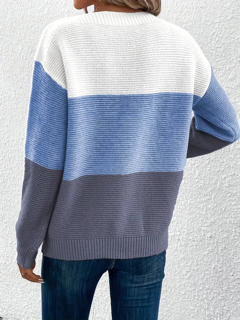Natalie – maglione girocollo a maniche lunghe color-block