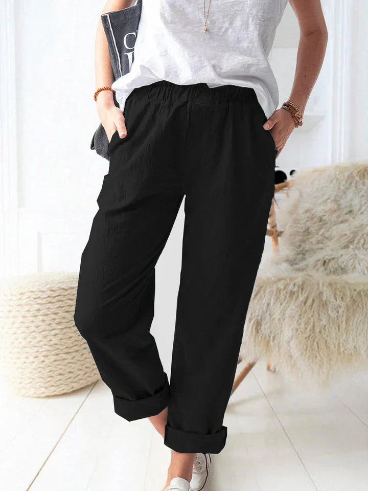 Pantaloni casual in lino con elastico: comodi ed eleganti