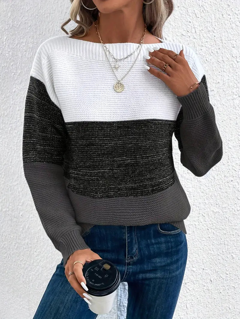 Natalie – maglione girocollo a maniche lunghe color-block