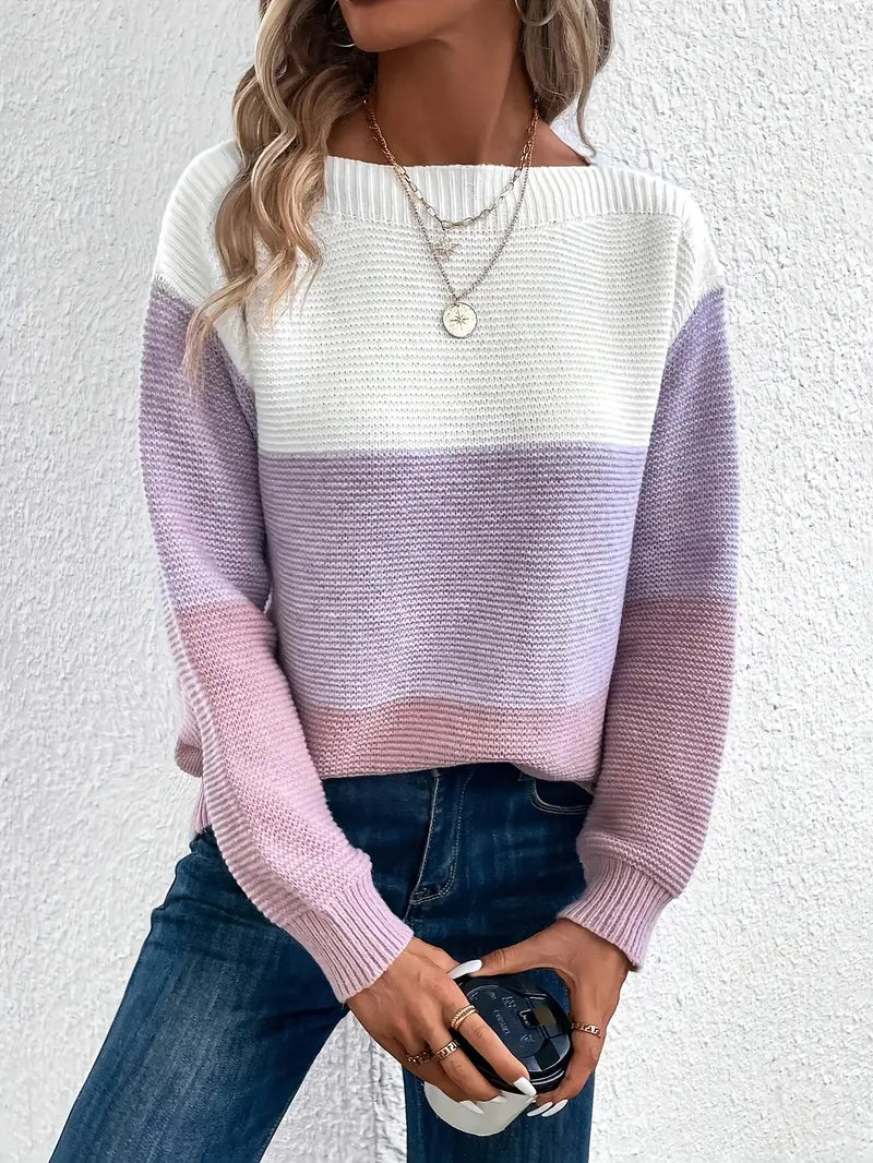 Natalie – maglione girocollo a maniche lunghe color-block