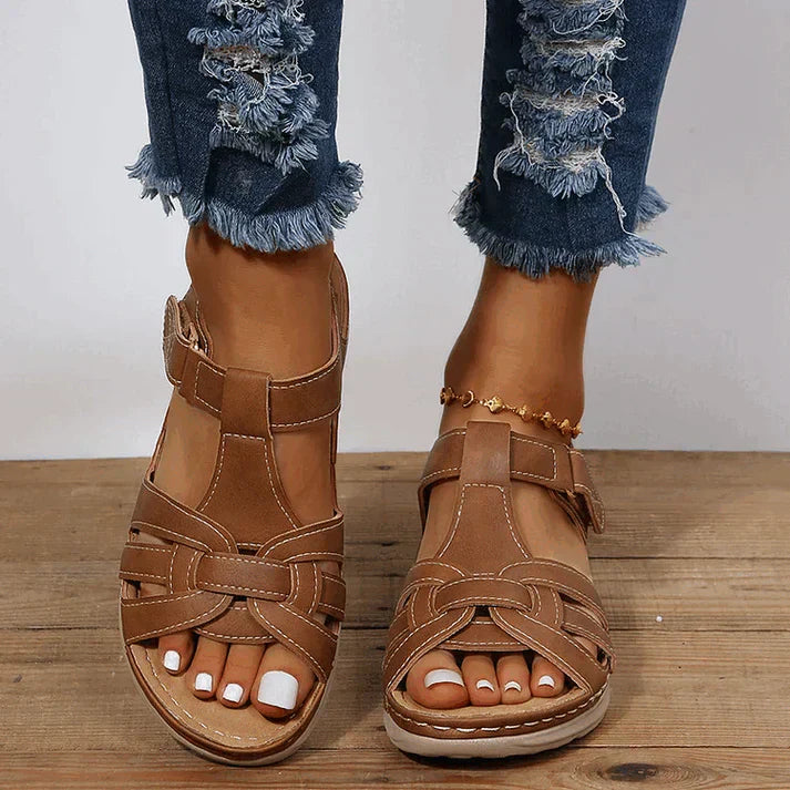 Sandali ortopedici comfort in pelle vintage