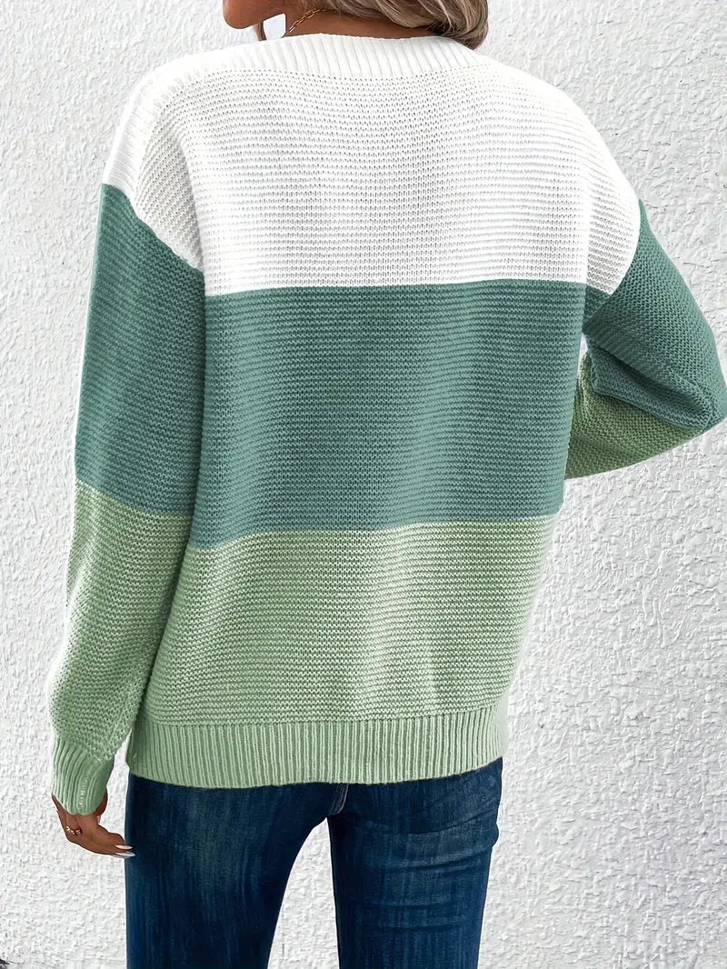 Natalie – maglione girocollo a maniche lunghe color-block