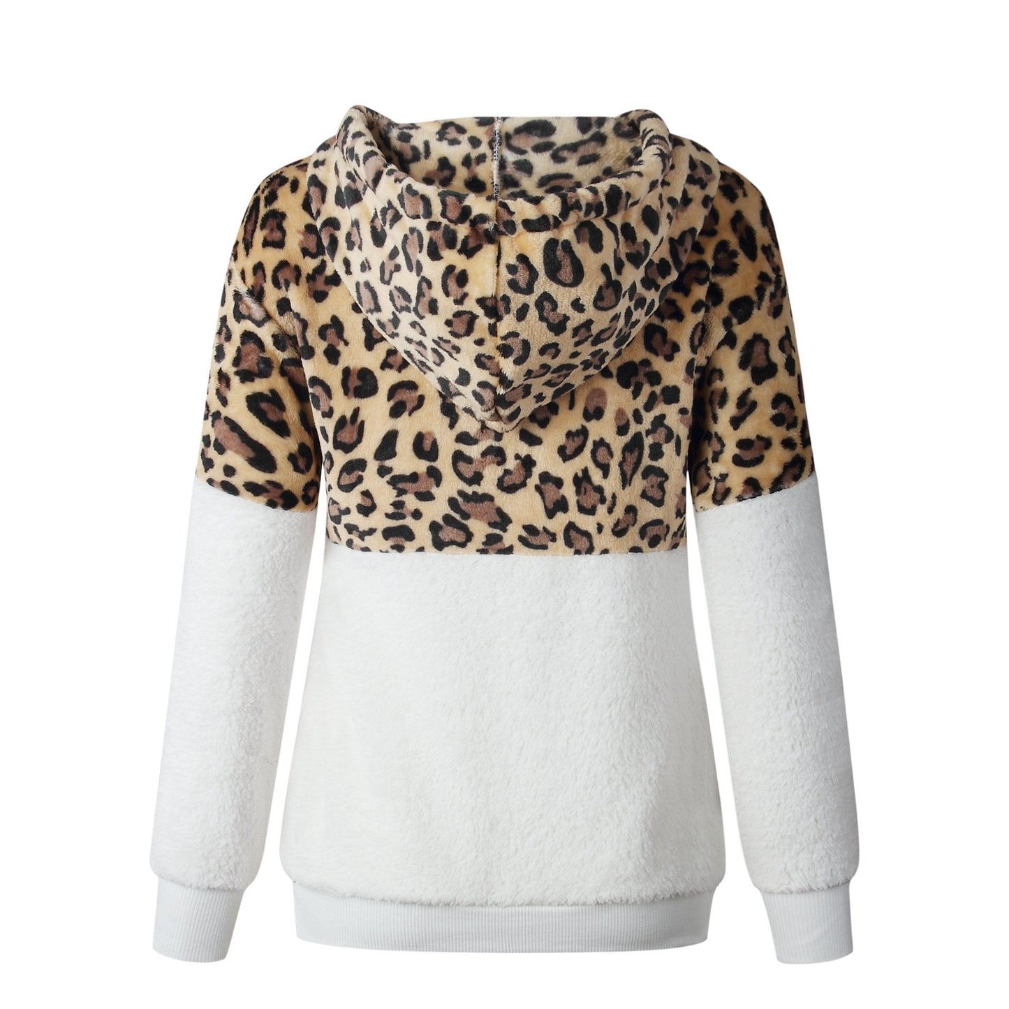 Teddy pullover - felpa con cappuccio estremamente calda e accogliente con elegante motivo leopardato per la primavera