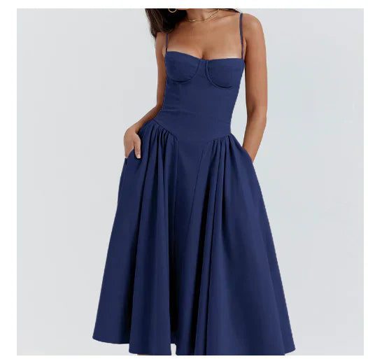 Julia - beige midi-schwingkleid
