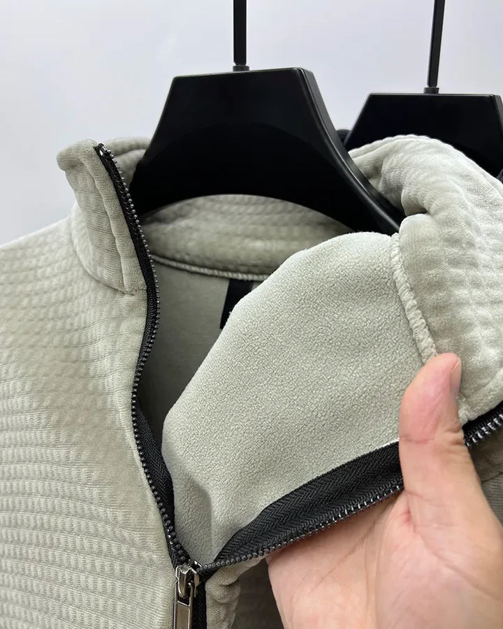 Maglione con mezza zip in pile di alpaca premium