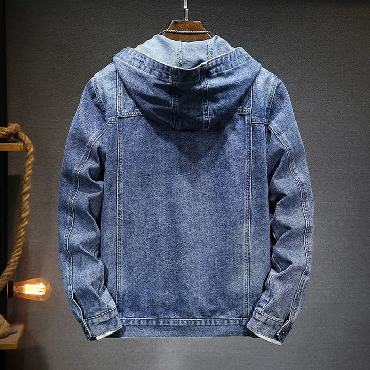 Herren-giacca in denim con cappuccio in stile vintage