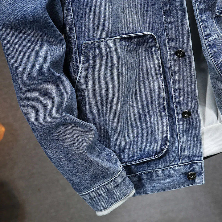 Herren-giacca in denim con cappuccio in stile vintage