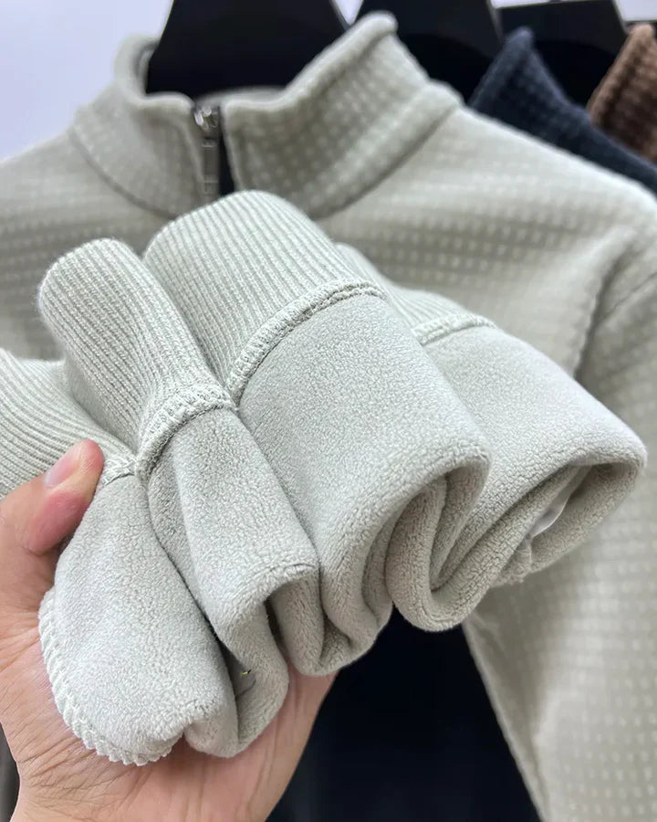 Maglione con mezza zip in pile di alpaca premium