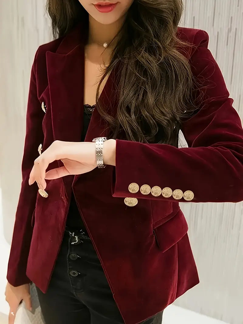 Giacca elegante in velluto bordeaux da donna - blazer snellente