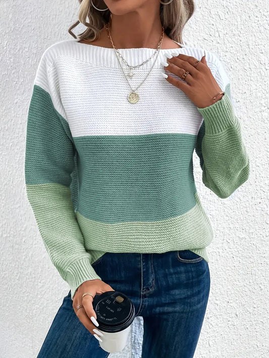 Natalie – maglione girocollo a maniche lunghe color-block