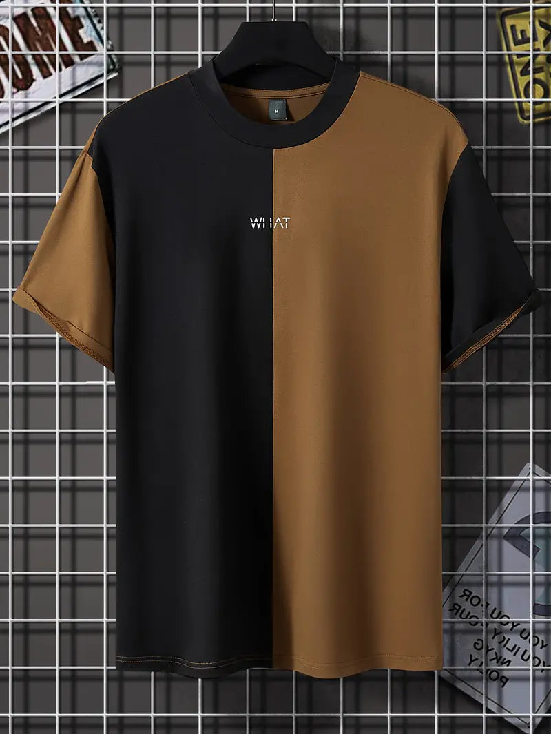 Robert - t-shirt elegante color block con maniche corte e scollo rotondo