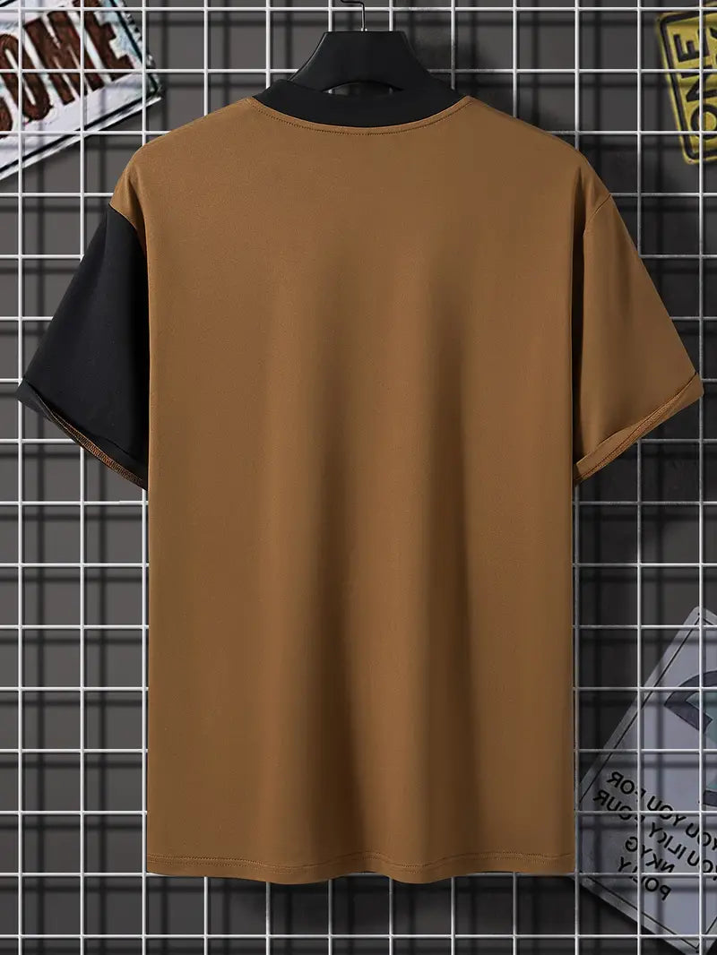 Robert - t-shirt elegante color block con maniche corte e scollo rotondo