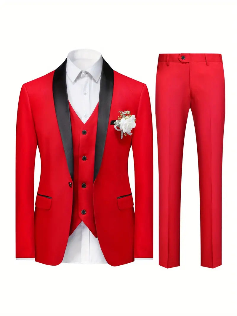 Set di abiti slim fit a 3 pezzi per lavoro e matrimoni