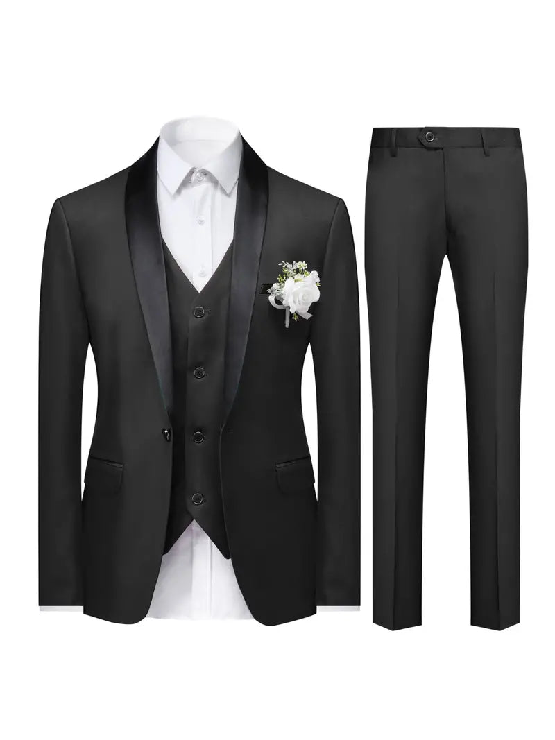 Set di abiti slim fit a 3 pezzi per lavoro e matrimoni