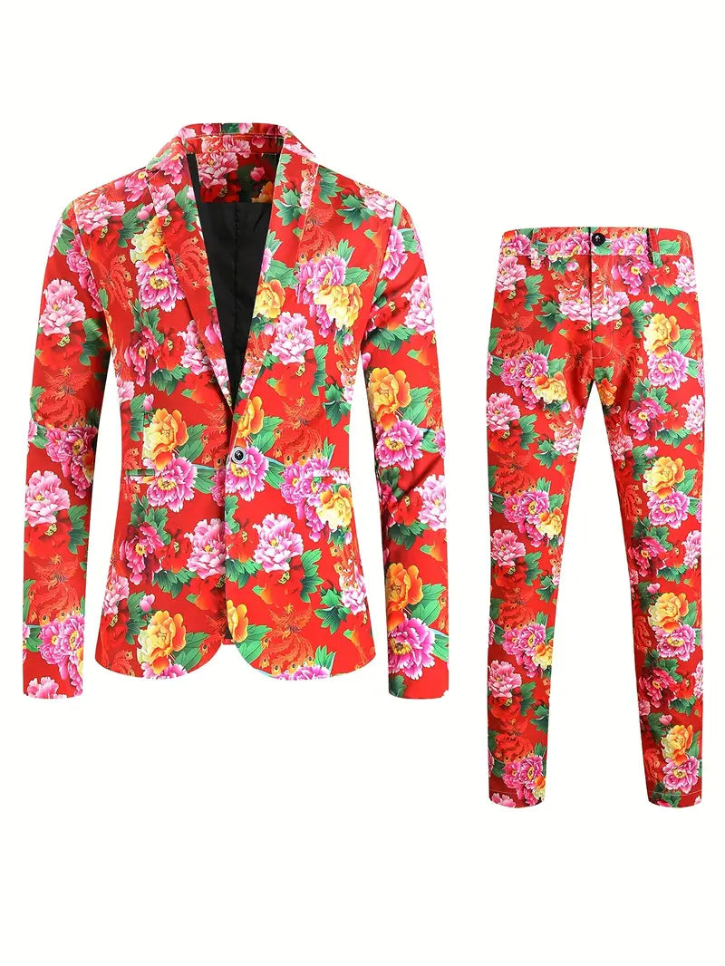 Completo chic a 2 pezzi con motivo floreale