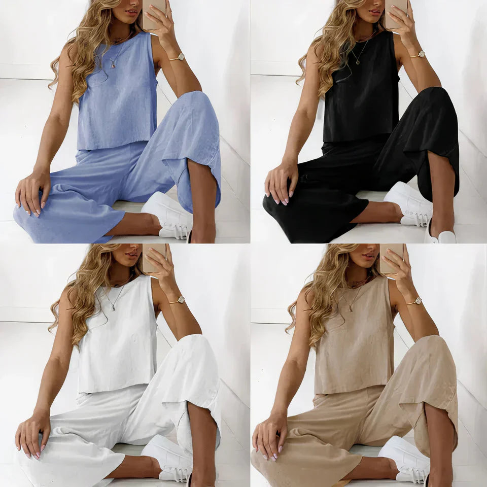 Elegante set di lino in due pezzi - Alina