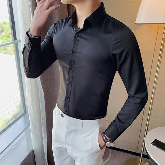 Elegantes herren- camicia business con vestibilità slim e collo Kent