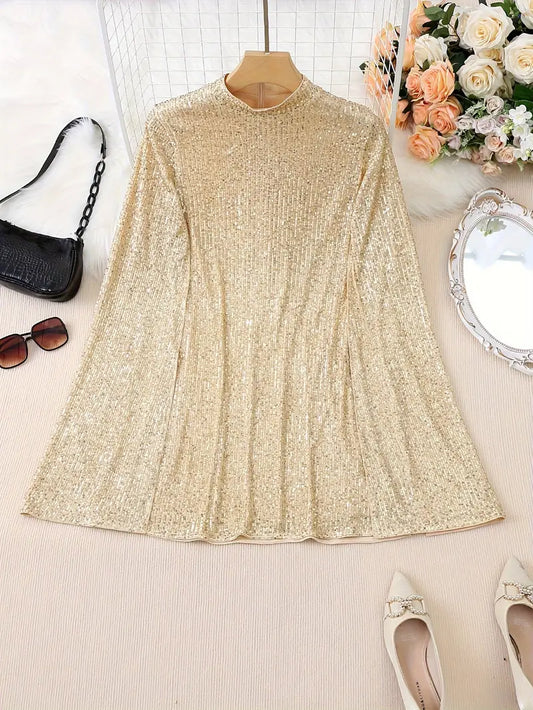 Mini abito elegante e chic con paillettes a contrasto